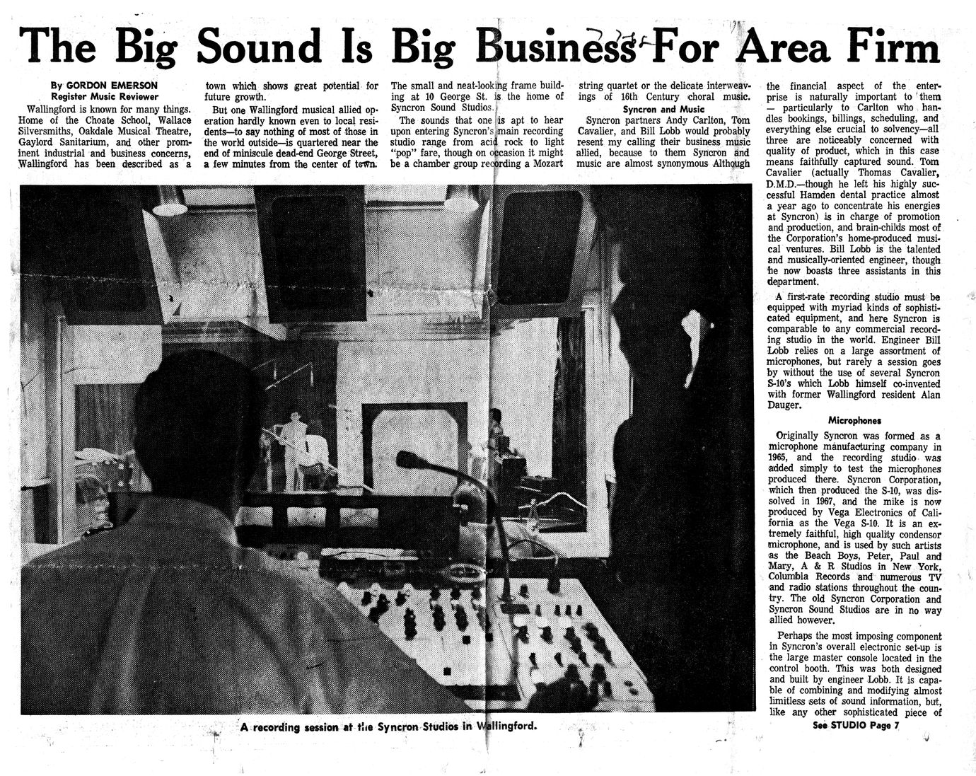 Newspaper clipping: The Big Sound Is Big Business For Area Firm