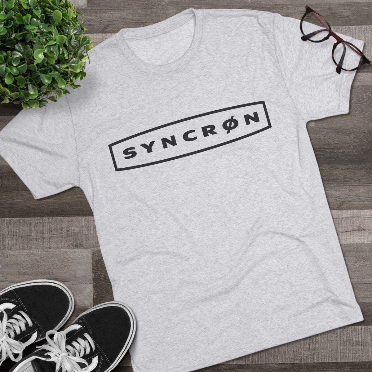 Syncron Logo Tee — Minimalist Vintage Surf-Inspired Crew T-Shirt