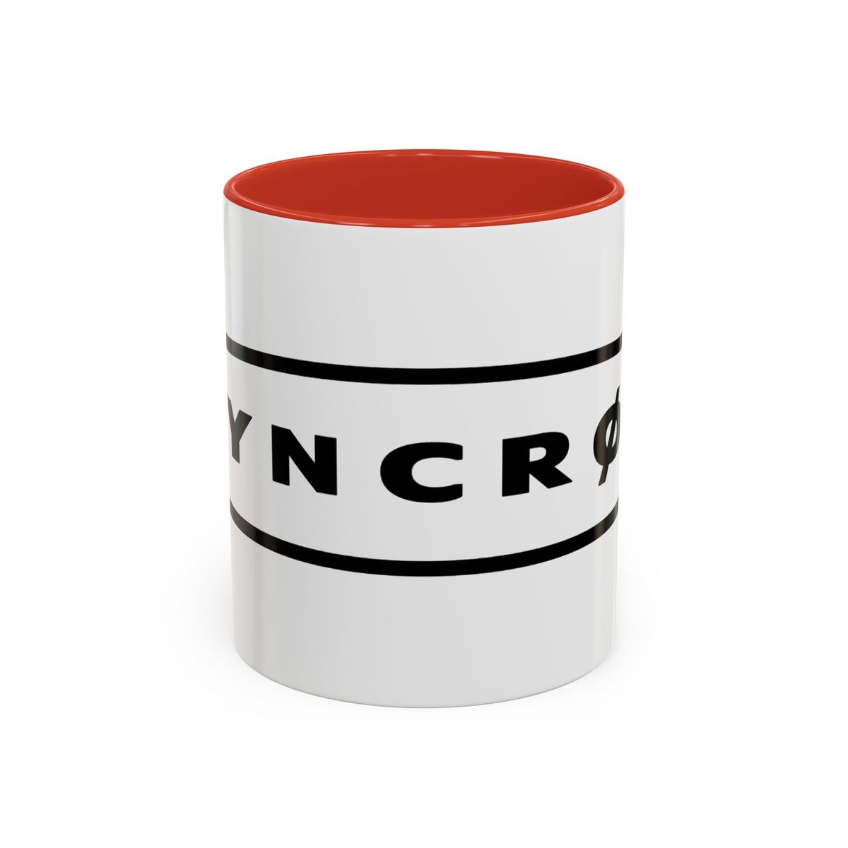 SYNCRØN Logo Accent Coffee Mug — Black-Trim Ceramic 11oz