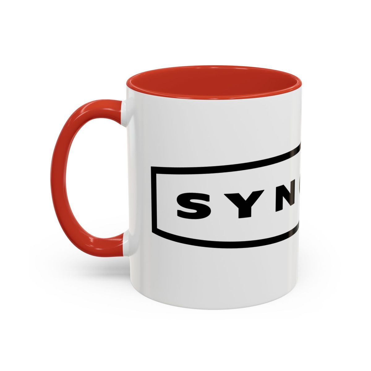SYNCRØN Logo Accent Coffee Mug — Black-Trim Ceramic 11oz